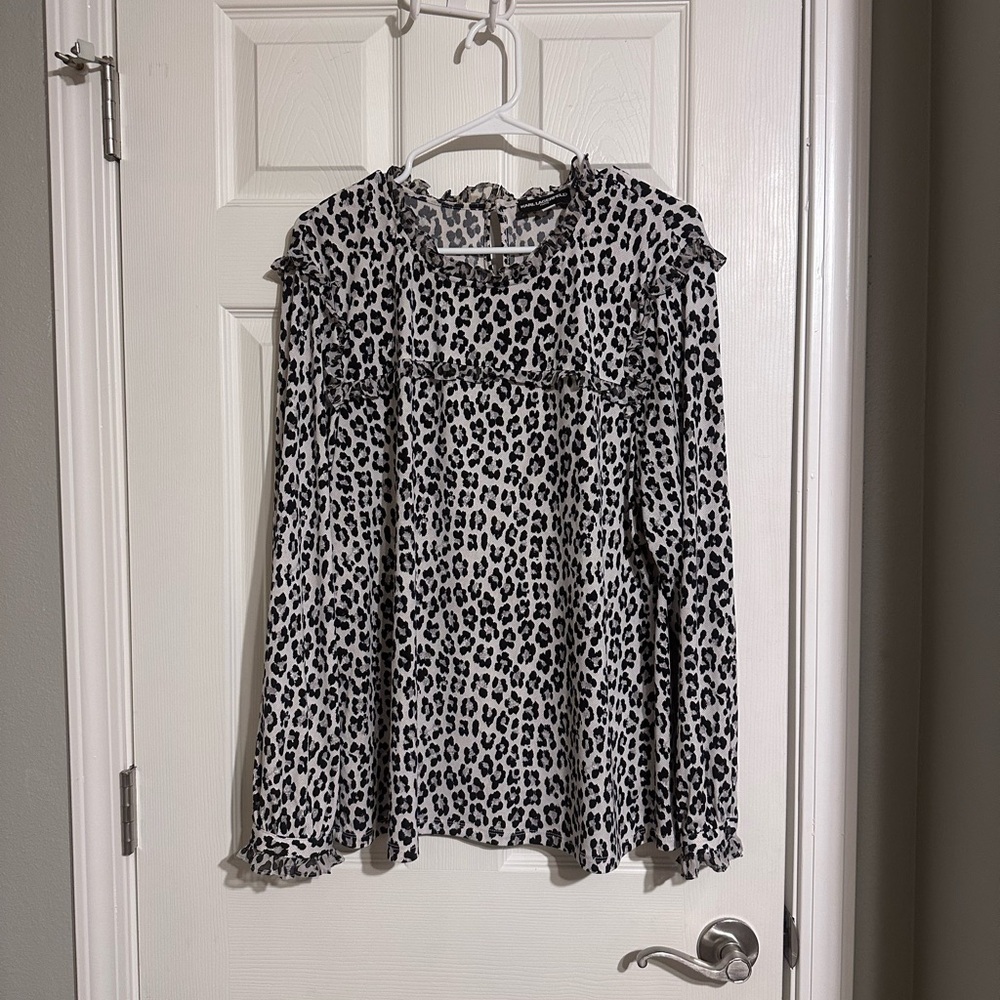 Karl Lagerfeld Black and White Animal Print Blouse